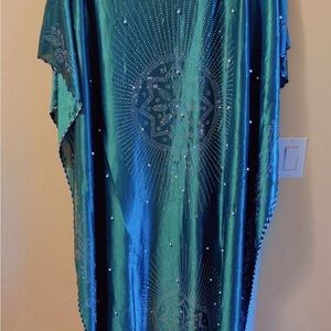Teal Kaftan with Silver Accents